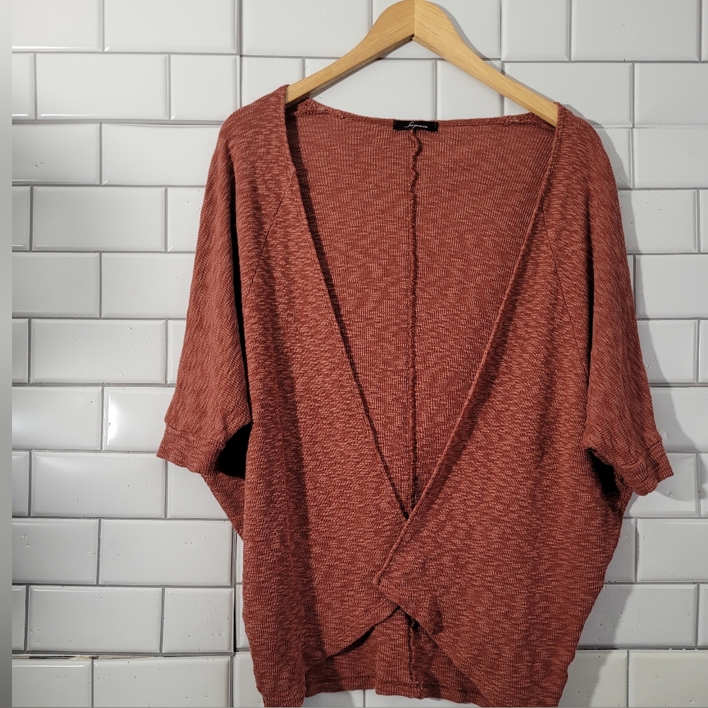 Soprano Ladies Open Front Cardigan 3/4 Dolman Sleeve Collarless Below Waist Leng